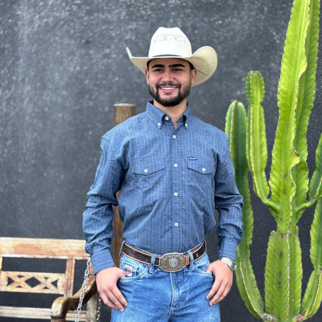 Camisa Wrangler Ml Flanelada Azul